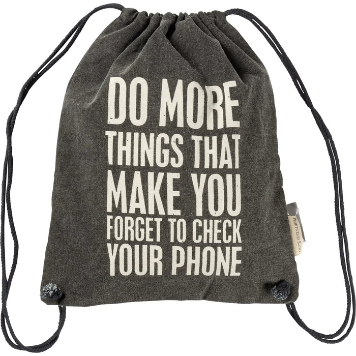 Drawstring backpack bag - Forget Your Phone Primitives by Kathy NEW PK-105709
