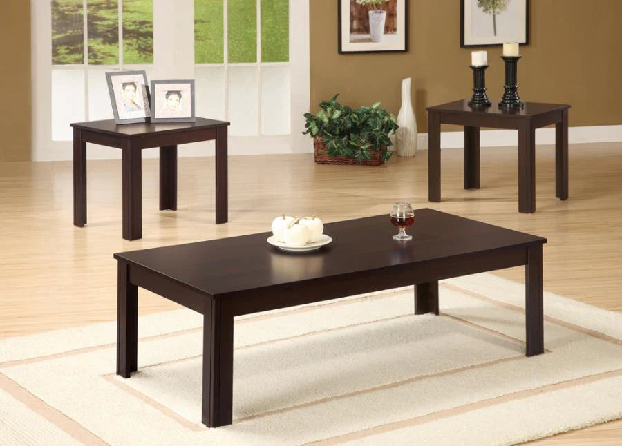 Occasional coffee table w/ 2 end tables cappuccino 3pc set NEW CO-700215