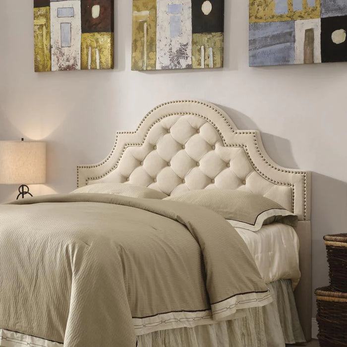 Ojai queen/full headboard, tufted, nail studded, beige NEW, SPECIAL ORDER CO-300442QF