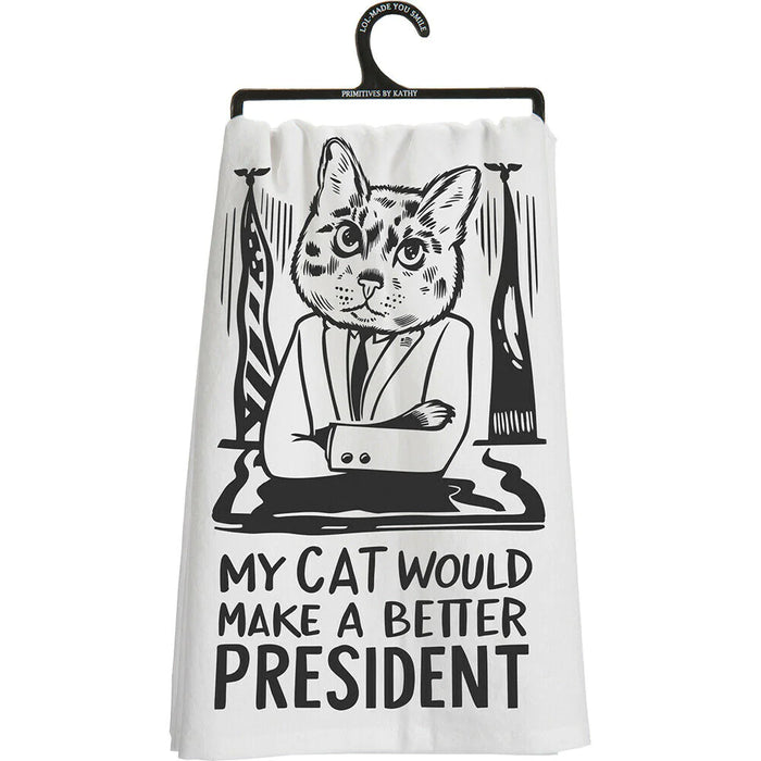 Dish Towel - Cat President Primitives by Kathy NEW PK-33939