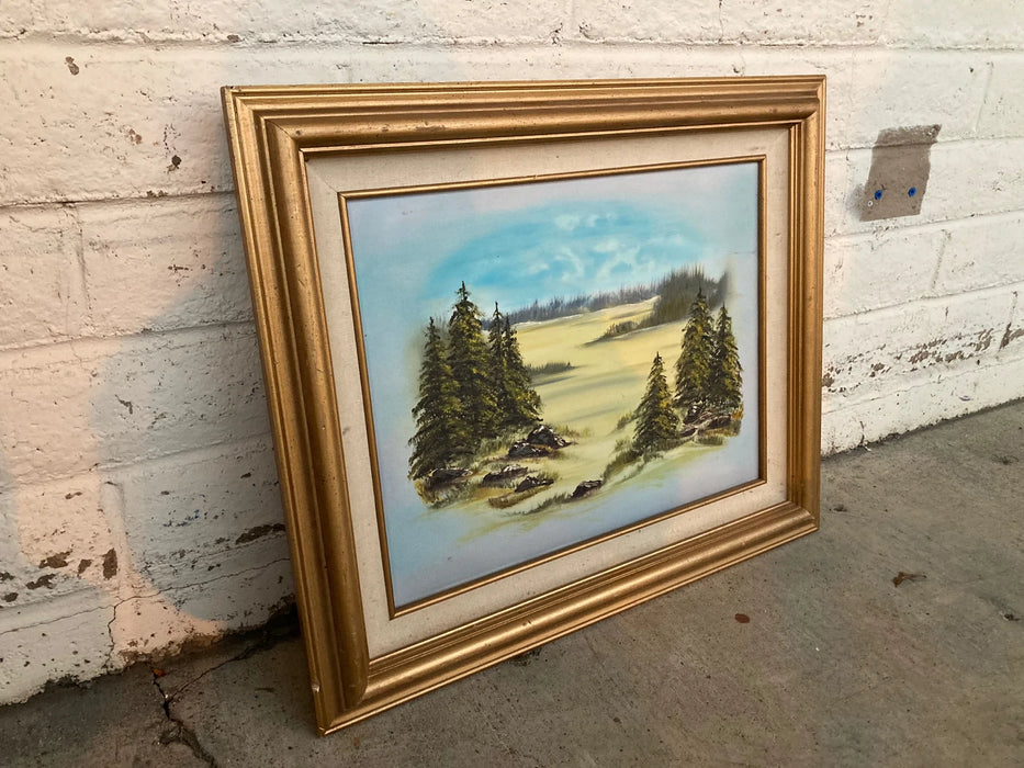 Oil scenery painting with golden frame 19782