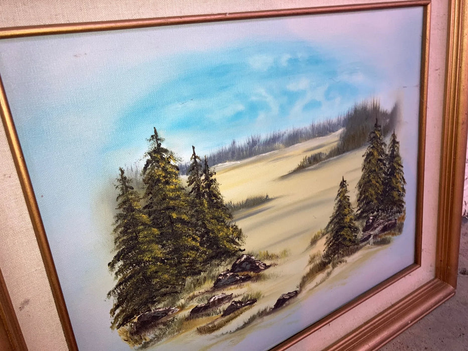 Oil scenery painting with golden frame 19782