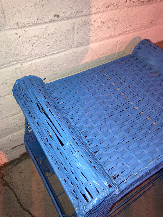Blue wicker seat with storage 19788