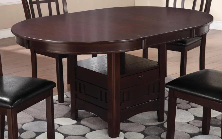 Lavon dining table w/ storage, leaf cappuccino NEW CO-102671