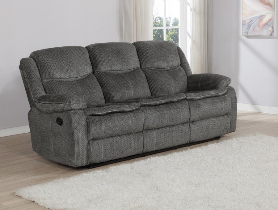 Jennings motion reclining sofa w drop down table charcoal grey/gray NEW CO-610254