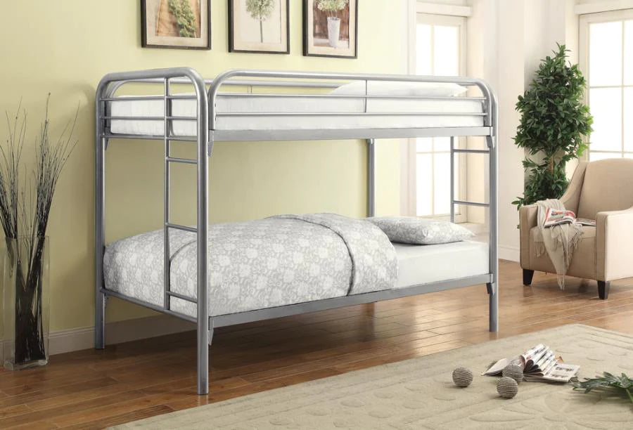 Twin/twin bunk bed metal silver finish CO-2256V