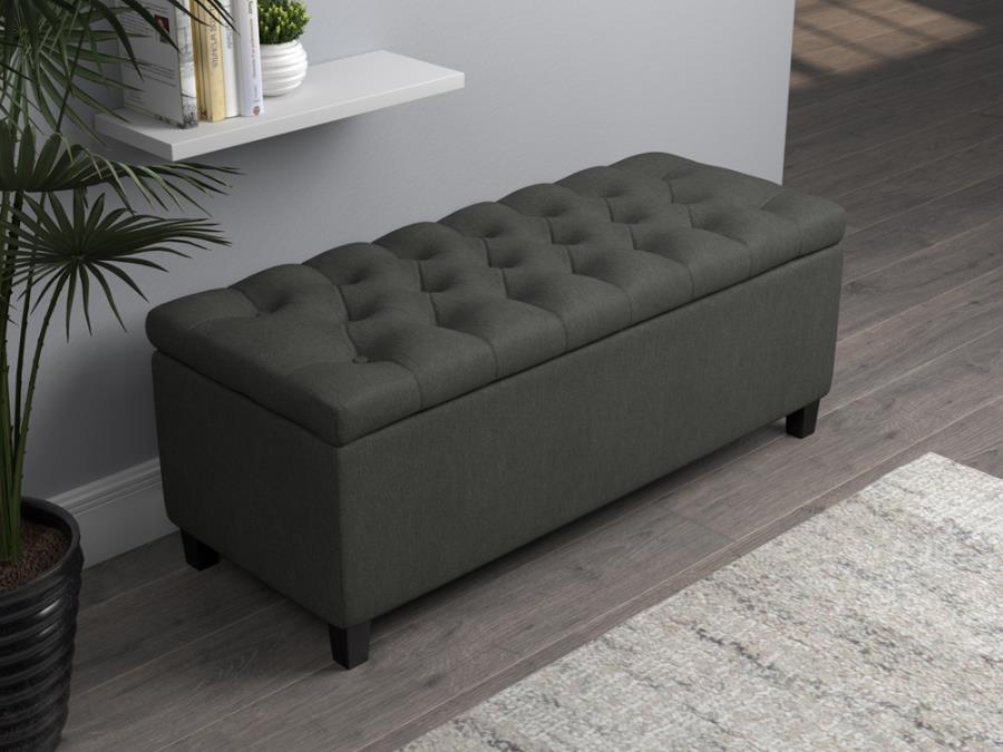 Storage bench tufted charcoal grey/gray NEW CO-915143
