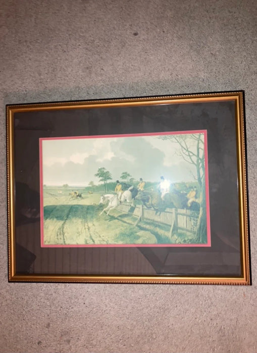 Jumping horses framed picture 23225