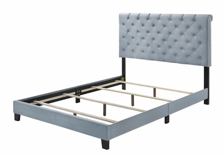 Warner full bed upholstered tufted blue NEW CO-310041F