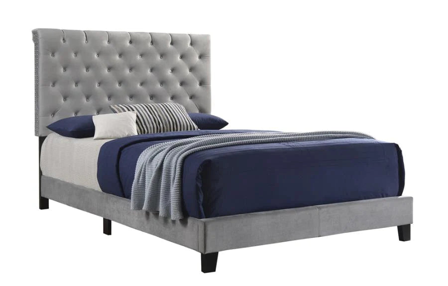 Full bed upholstered tufted grey/gray NEW CO-310042F