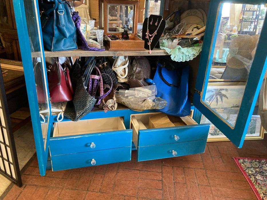 Blue curio cabinet or blue hutch 23739