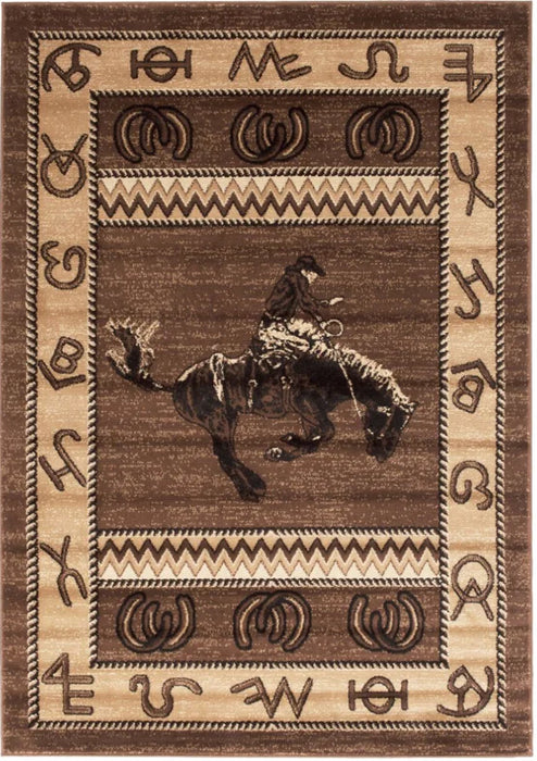 Persian Weavers Lodge 370 cowboy horse rodeo rug 4x6 NEW PW-LD-3704x6