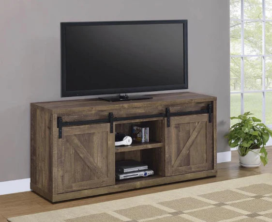 59 inch TV stand console rustic oak finish NEW CO-723272
