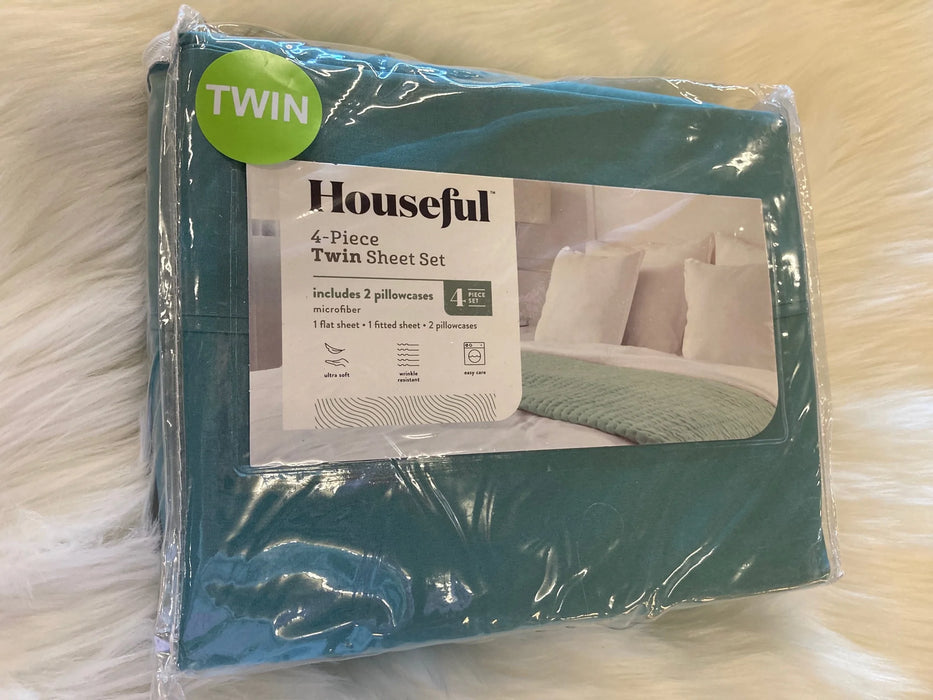 Houseful blue twin sheet 4pc set 23940