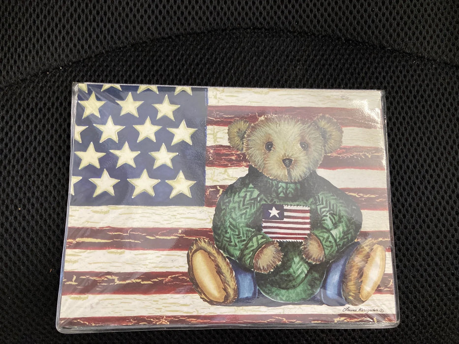 Teddy bear American flag photo holder 23968