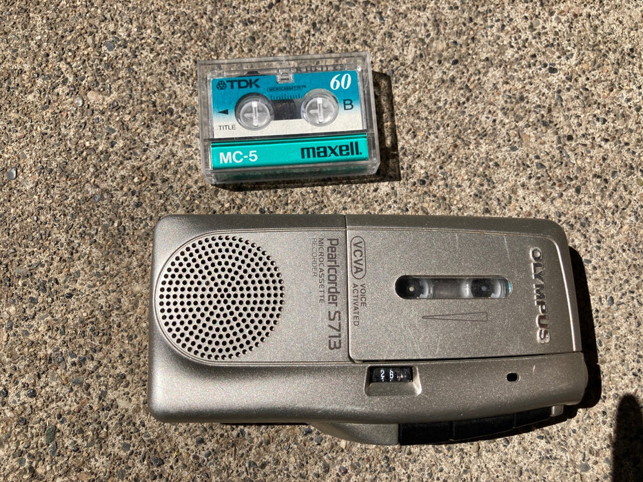 Olympus silver micro cassette recorder 23993