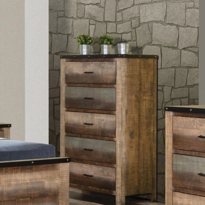 Sembene 5-drawer chest dresser multicolored wood NEW CO-205095