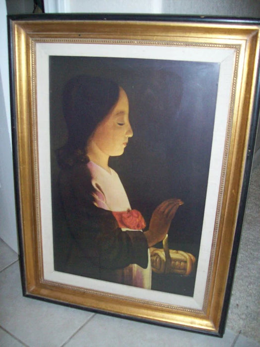 Windsor framed art picture girl holding candle 14176