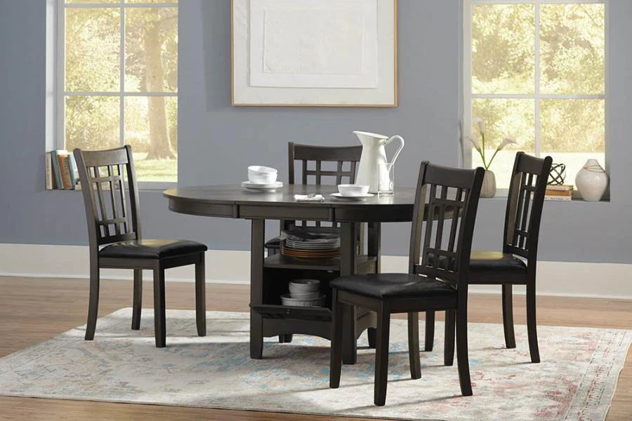 Lavon dining table w/ storage, leaf, 4 chairs grey/gray 5pc set NEW CO-108211-S5