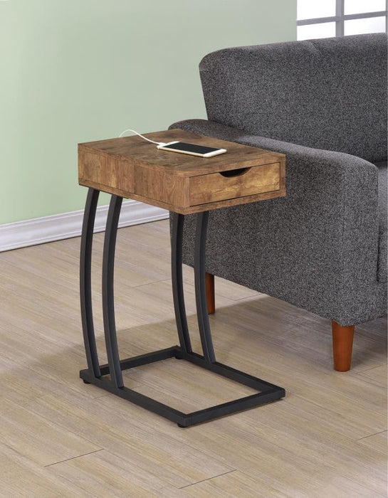 Accent end table w/ USB power antique nutmeg finish NEW CO-900577