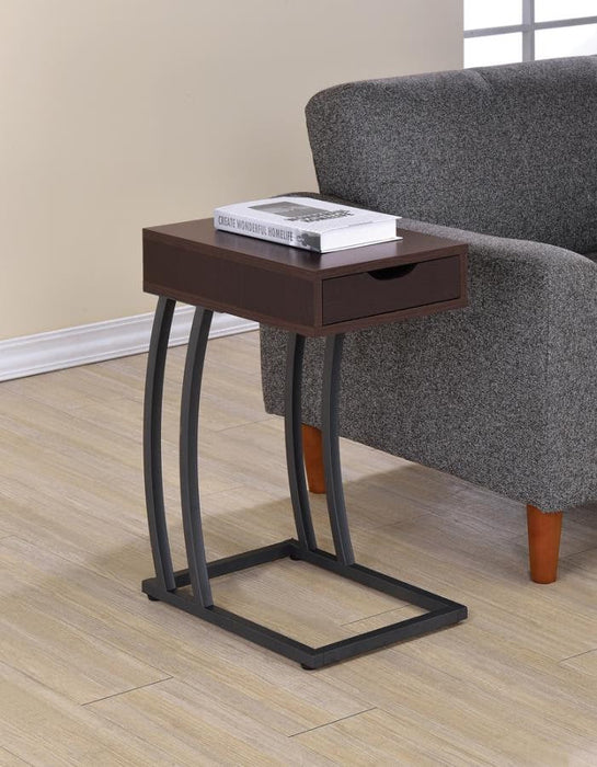 Accent end table w/ USB power cappuccino finish NEW CO-900578