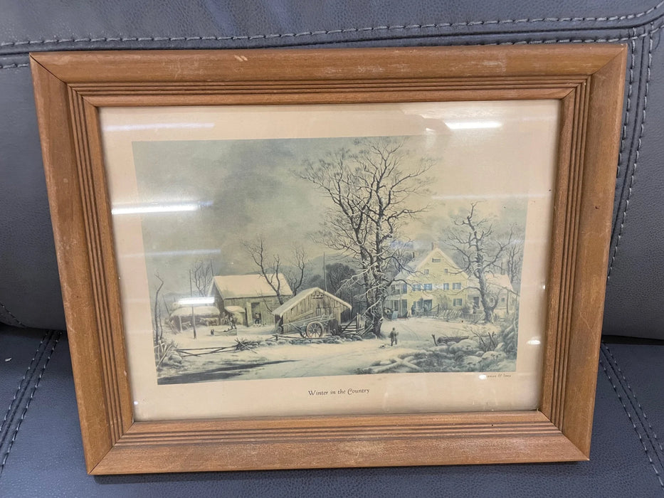Winter in the Country print framed matted 25279