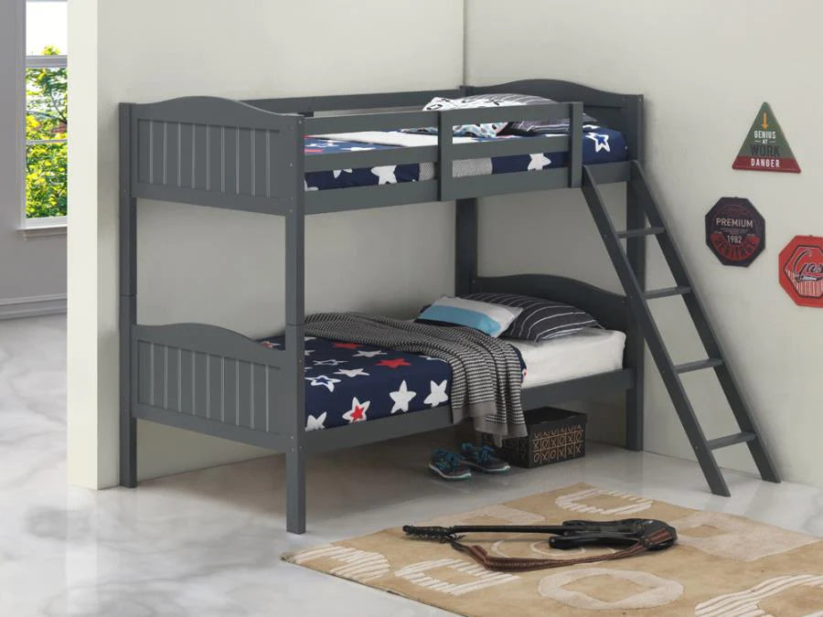 Bunk bed/beds bunkbed/bunkbeds twin grey/gray finish NEW CO-405053GRY