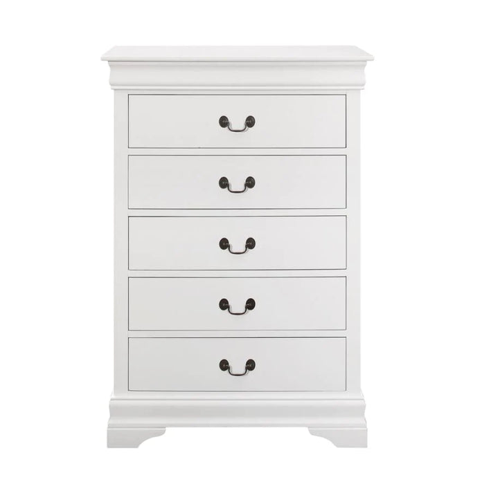 Louis Philippe 5-drawer chest dresser white NEW CO-204695