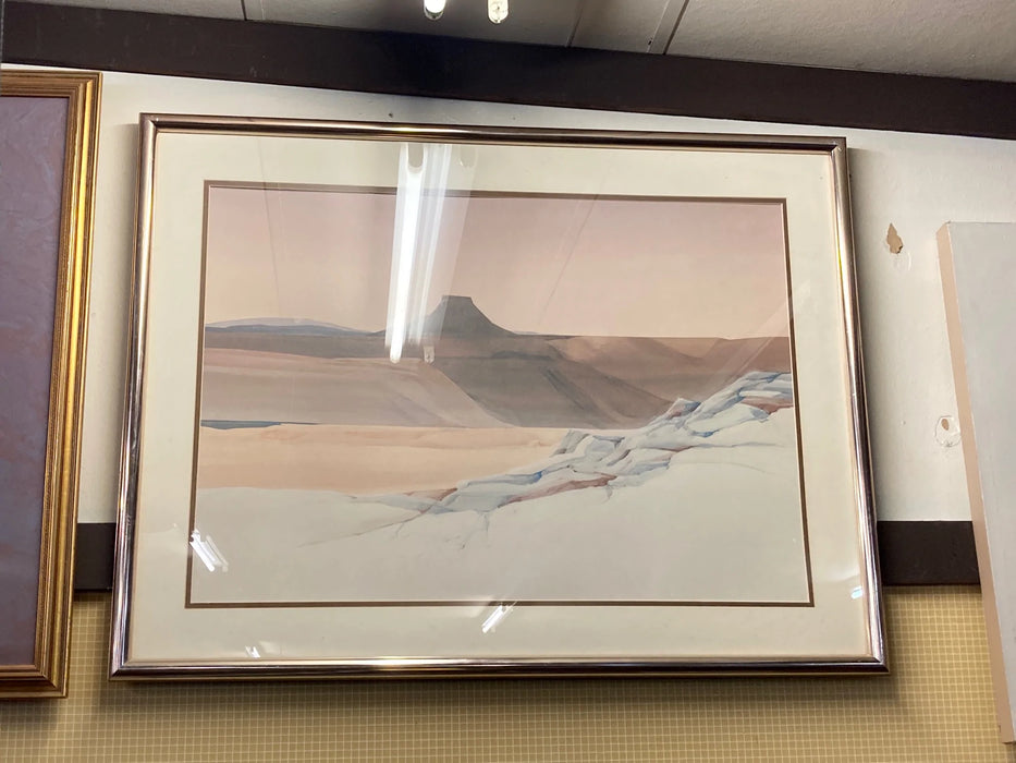 Print picture desert sunset scene framed and matted 25451