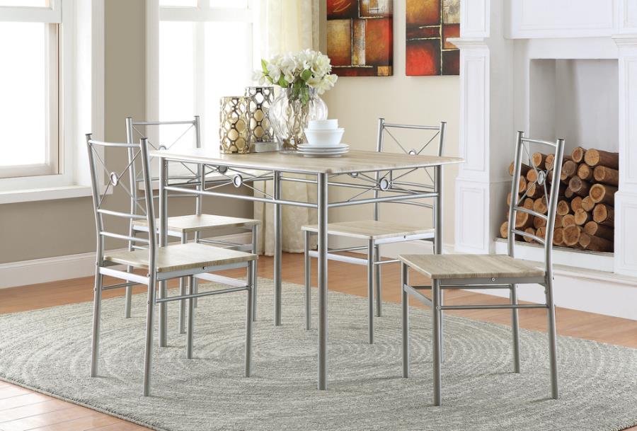 Dining table 4 chairs grey gray taupe 5pc set NEW CO-100035