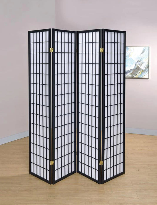 Folding privacy screen room divider 4 panel black NEW CO-4624