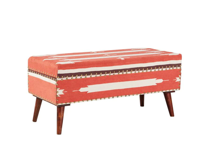 Storage bench orange/white Southwest/Western/Mid Century Modern style NEW CO-918491