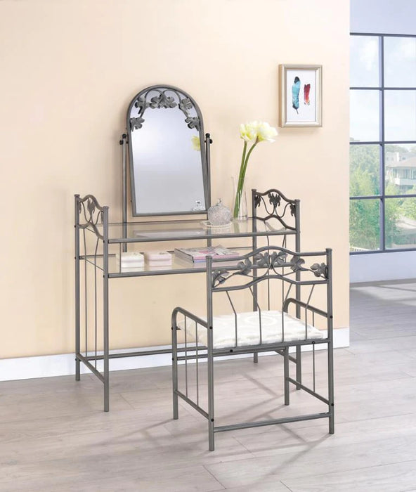 Vanity in nickel bronze finish w/ seat, mirror 2pc set NEW SPECIAL ORDER CO-2734