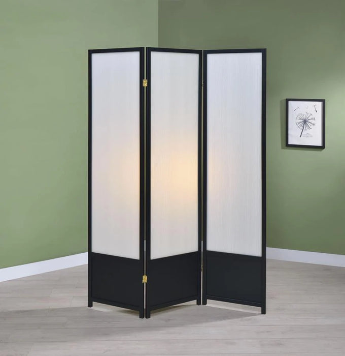 Folding privacy screen room divider 3 panel black/white NEW SPECIAL ORDER CO-900120