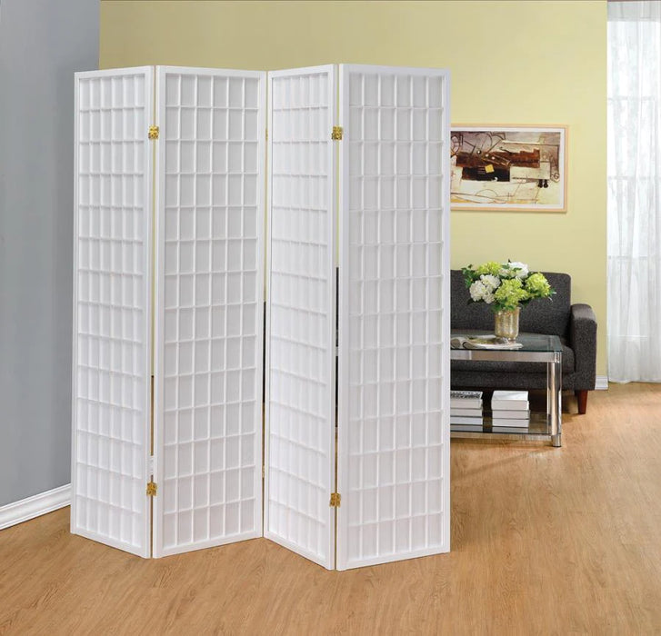 Folding privacy screen room divider 4 panel white NEW SPECIAL ORDER CO-902626