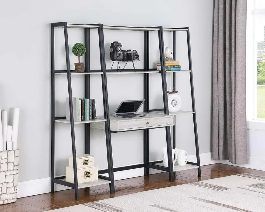 Ladder bookcase desk grey/gray 3pc set NEW CO-805801-S3
