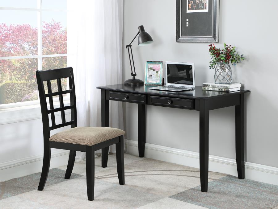 Newton writing desk and chair black 2pc set NEW CO-800779