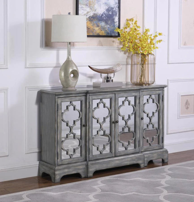 Accent cabinet rustic grey/gray mirrored TV stand NEW CO-950822
