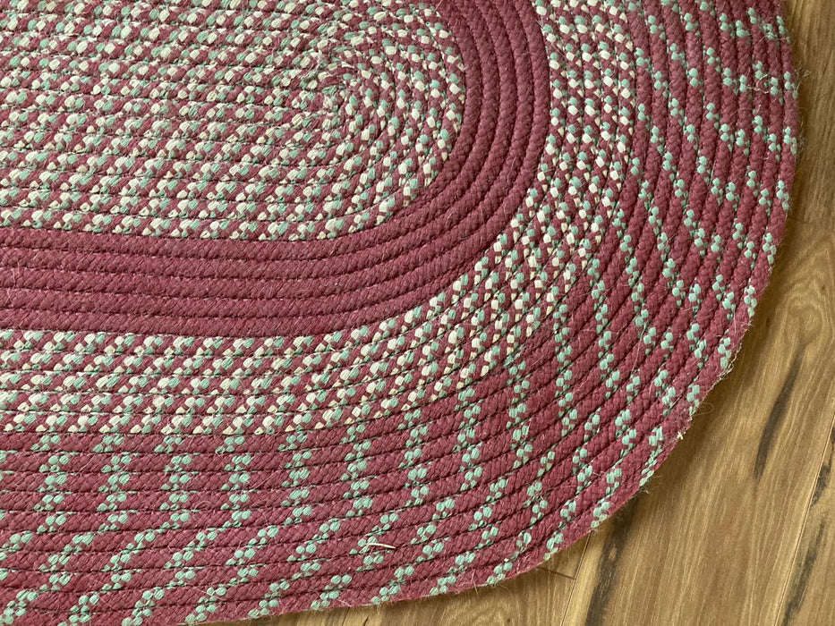 Braded oval 2.5x4 rug red and grey gray 25713