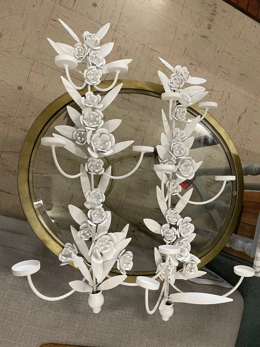 White metal candle holders wall hanging 25681