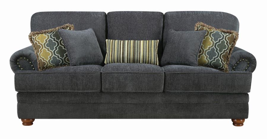 Colton rolled arm upholstered sofa smokey grey NEW CO-504401
