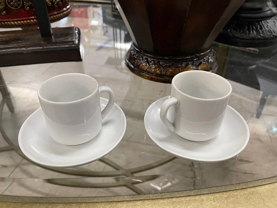 White mini teacup and plate set 25821