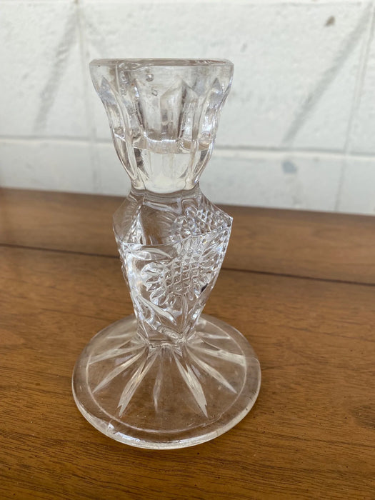 Glass textured candle stick holder 25861