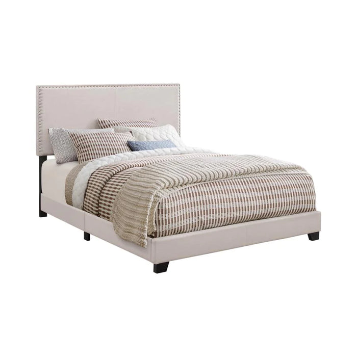 Boyd upholstered nail studded full bed beige NEW CO-350051F
