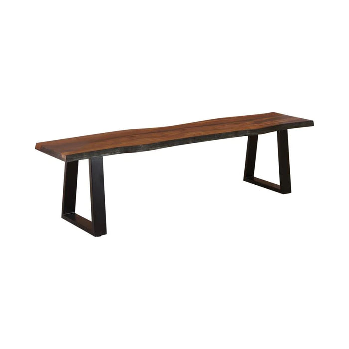 Ditman live edge sheesham solid wood dining bench grey/gray brown/black NEW CO-110183