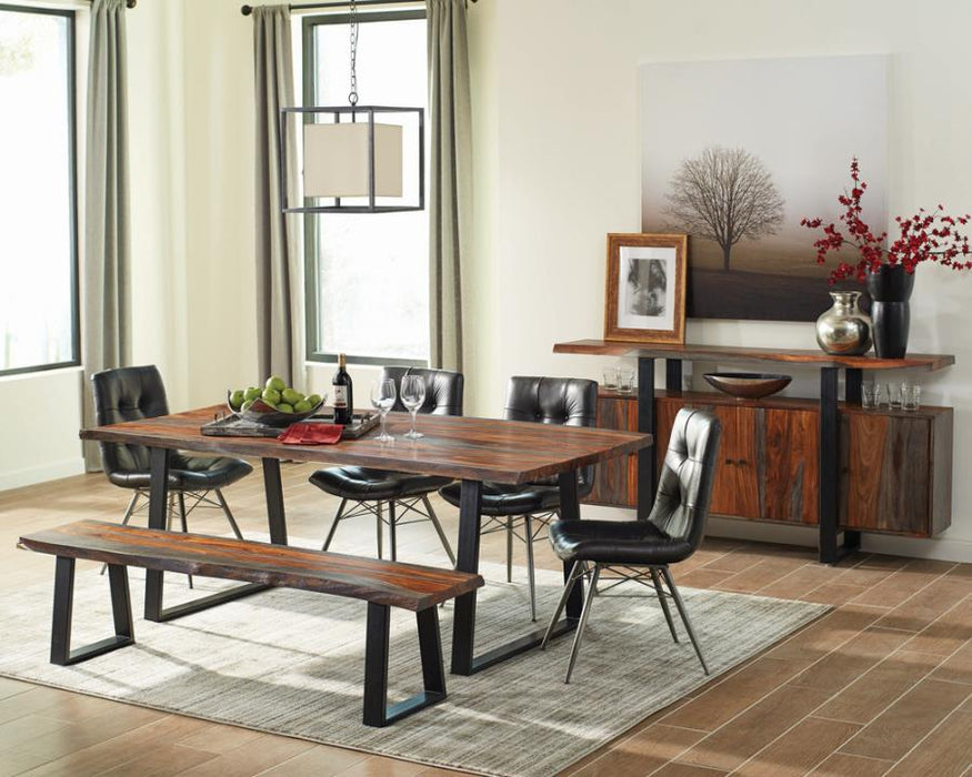 Ditman live edge sheesham solid wood dining table grey/gray brown/black NEW CO-110181