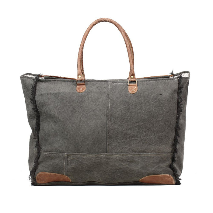 100% Handmade Print Cowhide, Canvas & Leather Weekender Tote Hand Crafted Myra Bag NEW MY-S-1201