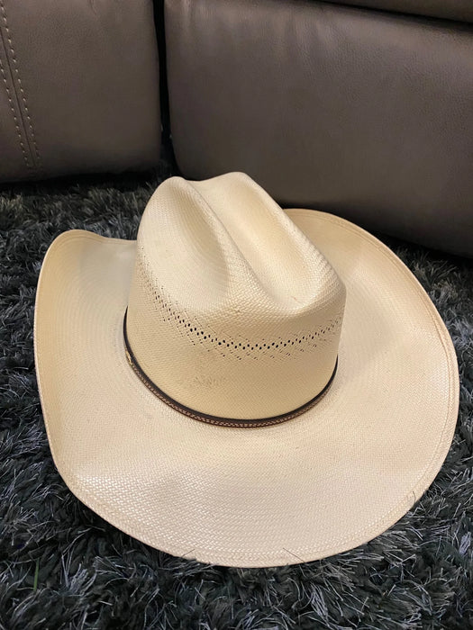Stetson size 7 5/8 natural open road straw hat 26204