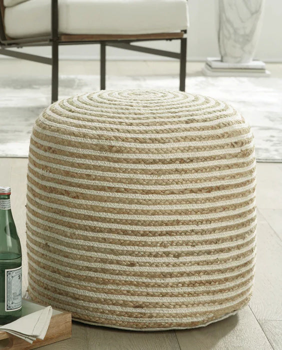Aildon pouf ottoman footstool natural/white NEW AY-A1000810