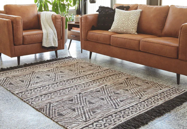 Kylin taupe/black woven rug 5x7 NEW AY-R402562